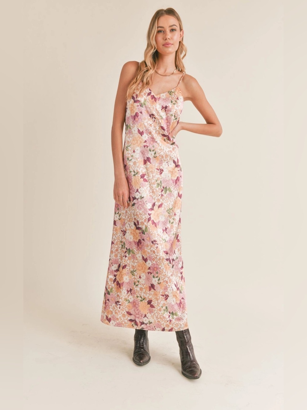 Sadie and Sage Rustic Cabin Slip Midi Dress Floral